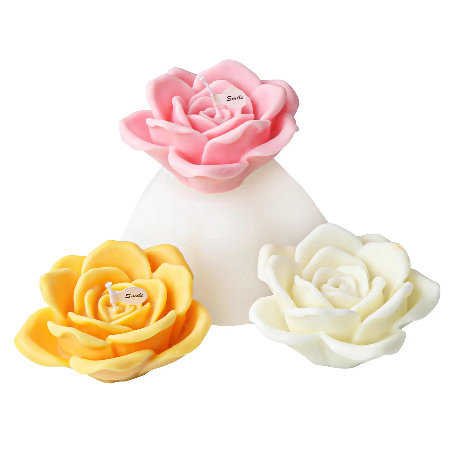 Blooming Peony Flower Candle Mold Aromatherapy Candle Plaster Decoration Silicone Mold