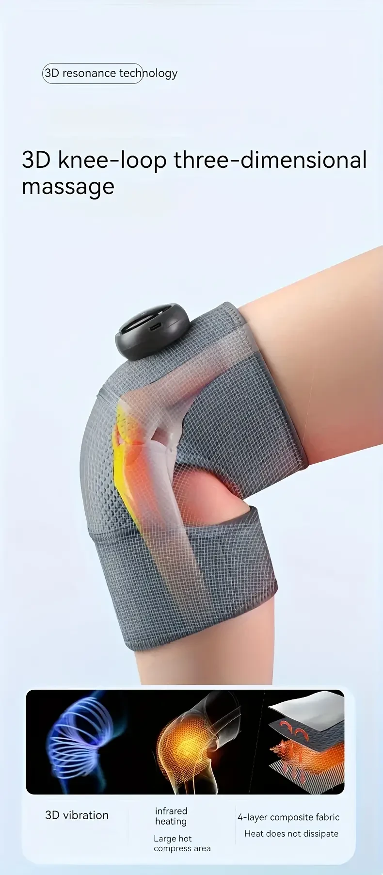 Relax And Rejuvenate With This 3-in-1 Heated Knee Massager Brace Wrap - Vibrating Heat Pad For Knee, Elbow, And Shoulder Pain Relief!