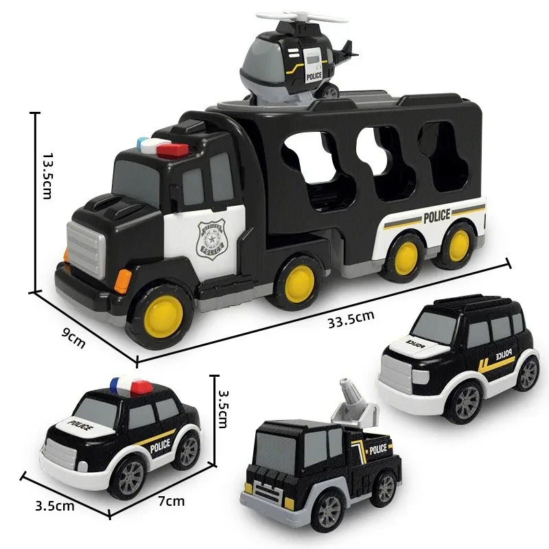 Double Storage Transport Vehicle Inertia Engineering Team Music Toy Car
