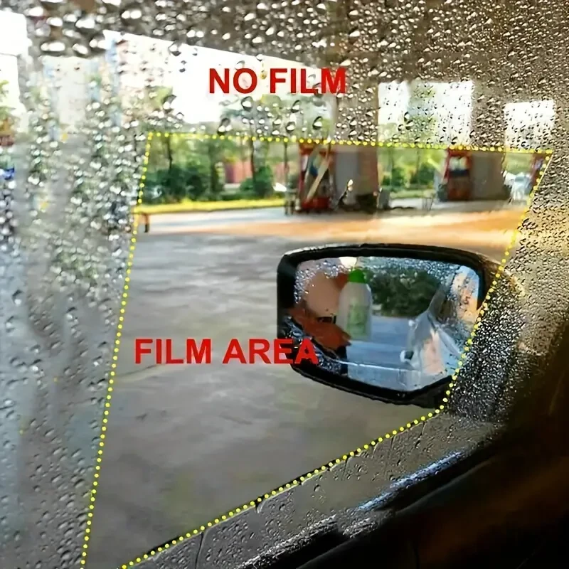 2pcs Car Rearview Mirror Rainproof Film, Full Screen Anti-Fog And Waterproof Membrane, Safety & Visibility Enhancing Film For Smooth Driving In Rainy And Foggy Weather