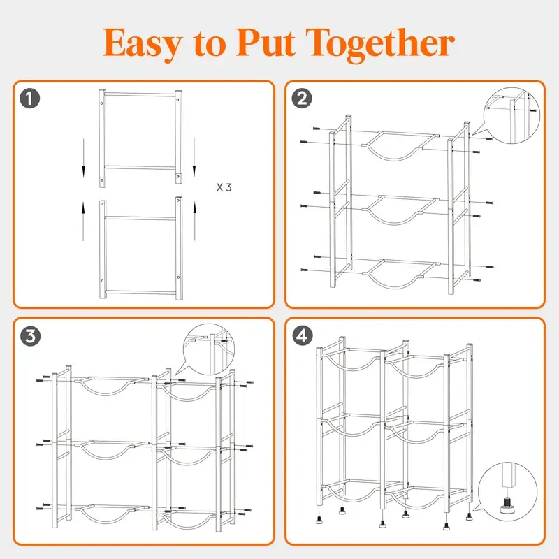 5 Gallon Water Jug Holder - 3 Tier Heavy Duty Water Dispenser Rack with 6 Slots