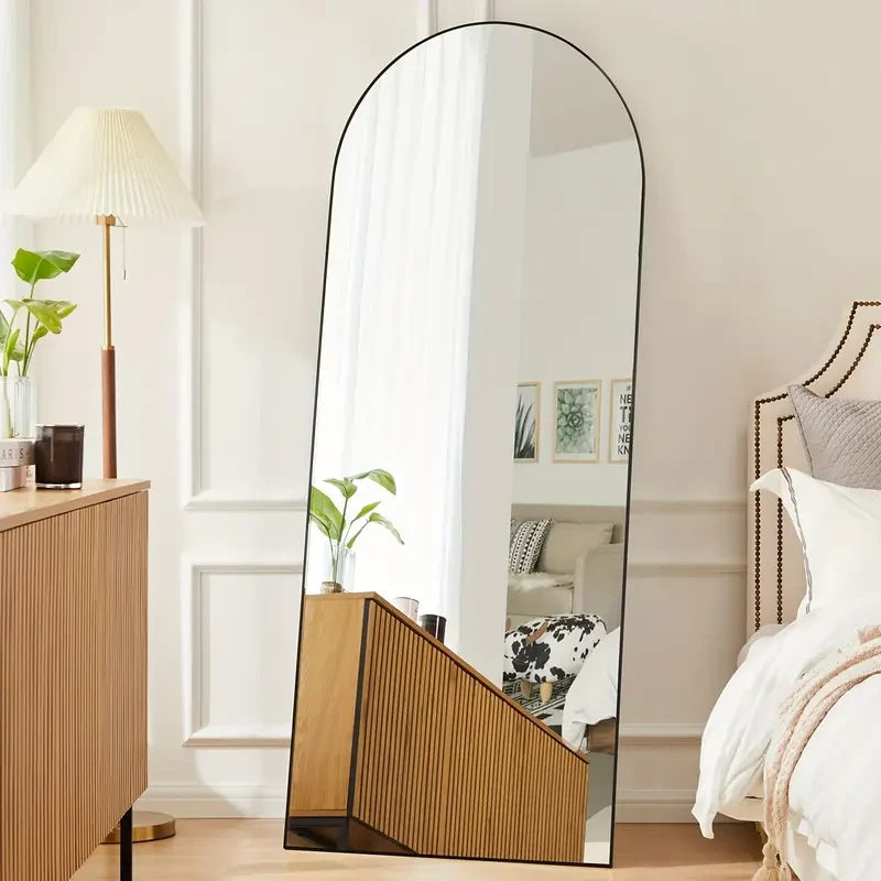 Full Length Mirror with Stand - Aluminum Alloy Frame and Shatter-Proof Nano Glass