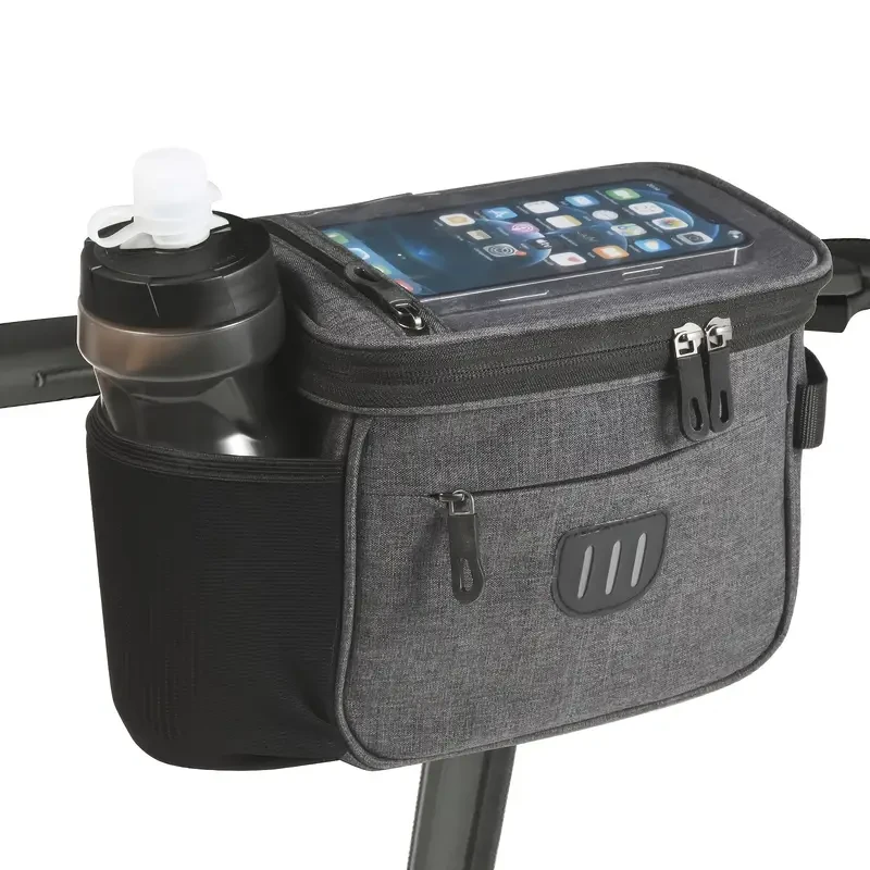 Adjustable Bike Handlebar Bag With Phone Pocket - Large Front Storage Pouch With Zipper - Keep Your Essentials Safe And Accessible