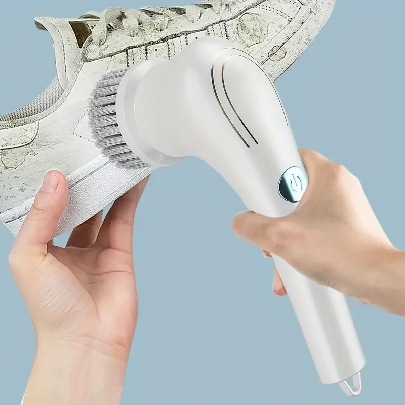 Electric Scrubber With 5 Replaceable Brush Heads,