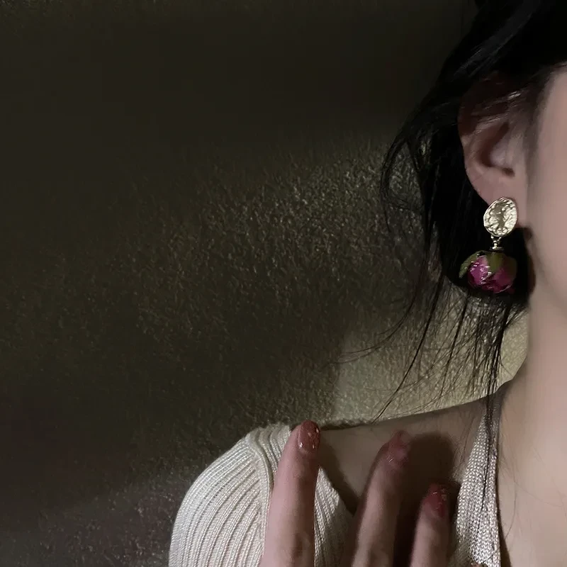 Eternal Rose Earrings Female French Style