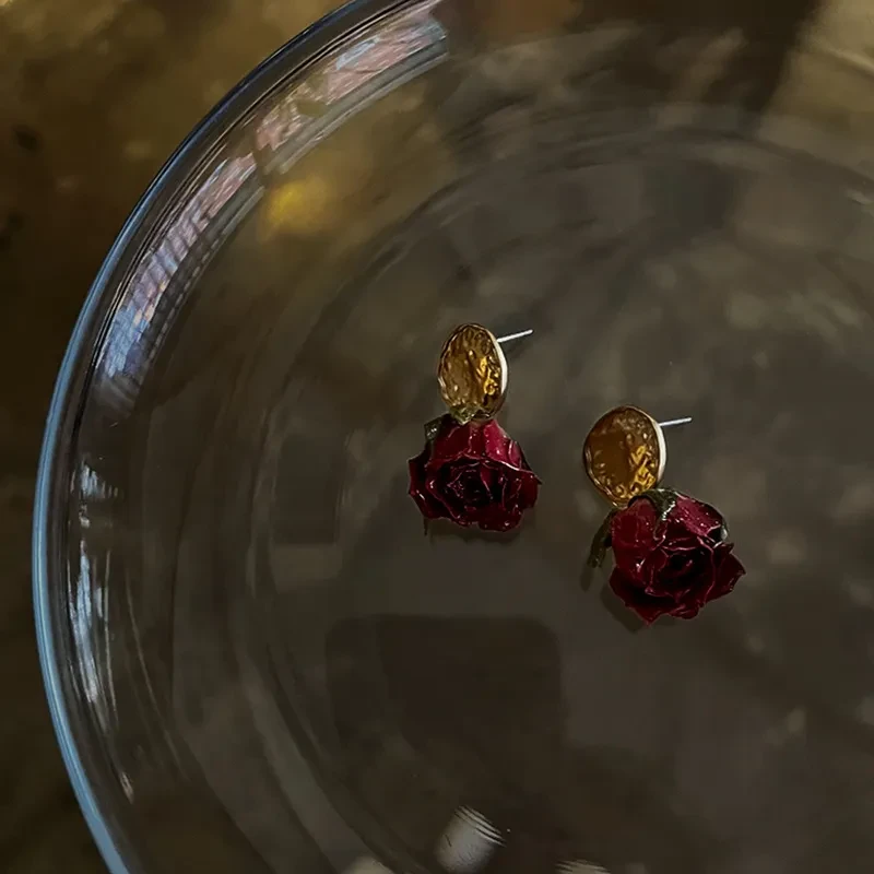 Eternal Rose Earrings Female French Style