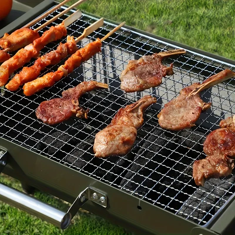 Large Foldable Charcoal BBQ Grill Portable Outdoor Barbecue Box