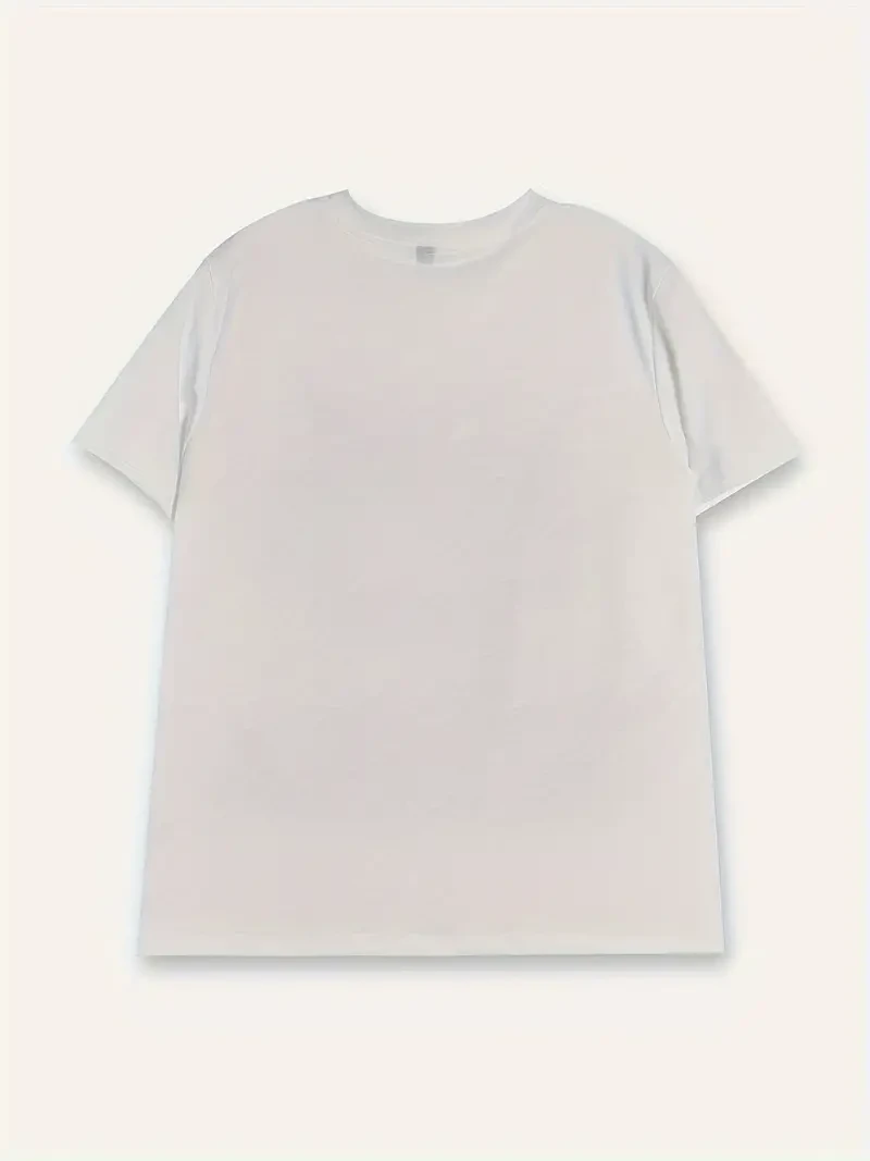 Fuzzy Whimsical Cat Graphic Crew Neck T-Shirt