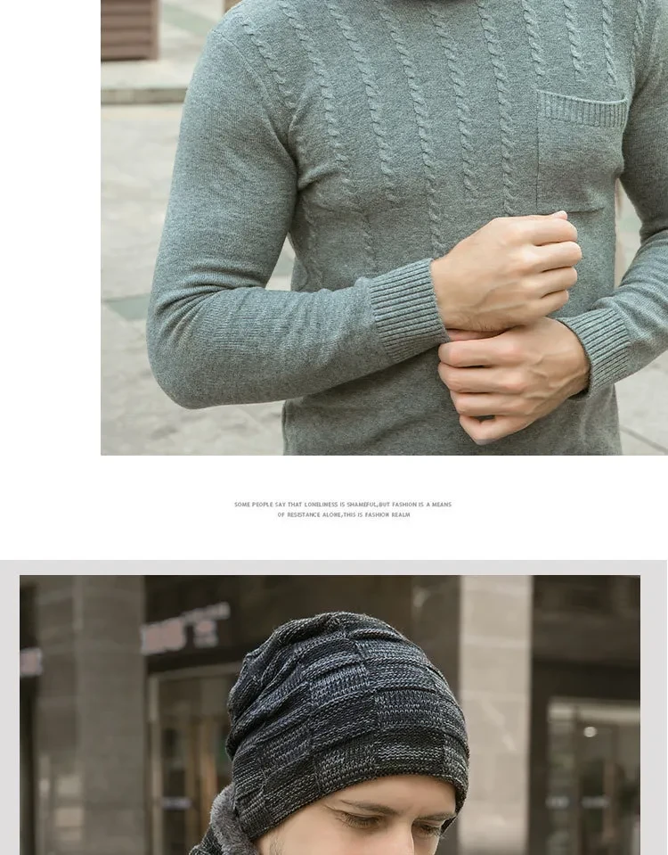 Hat collar set plus velvet knit hatHat collar set plus velvet knit hat