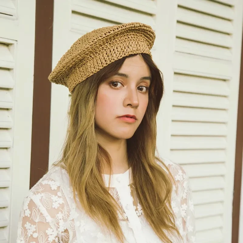 Niche Japanese straw beret hat French biscuit hat