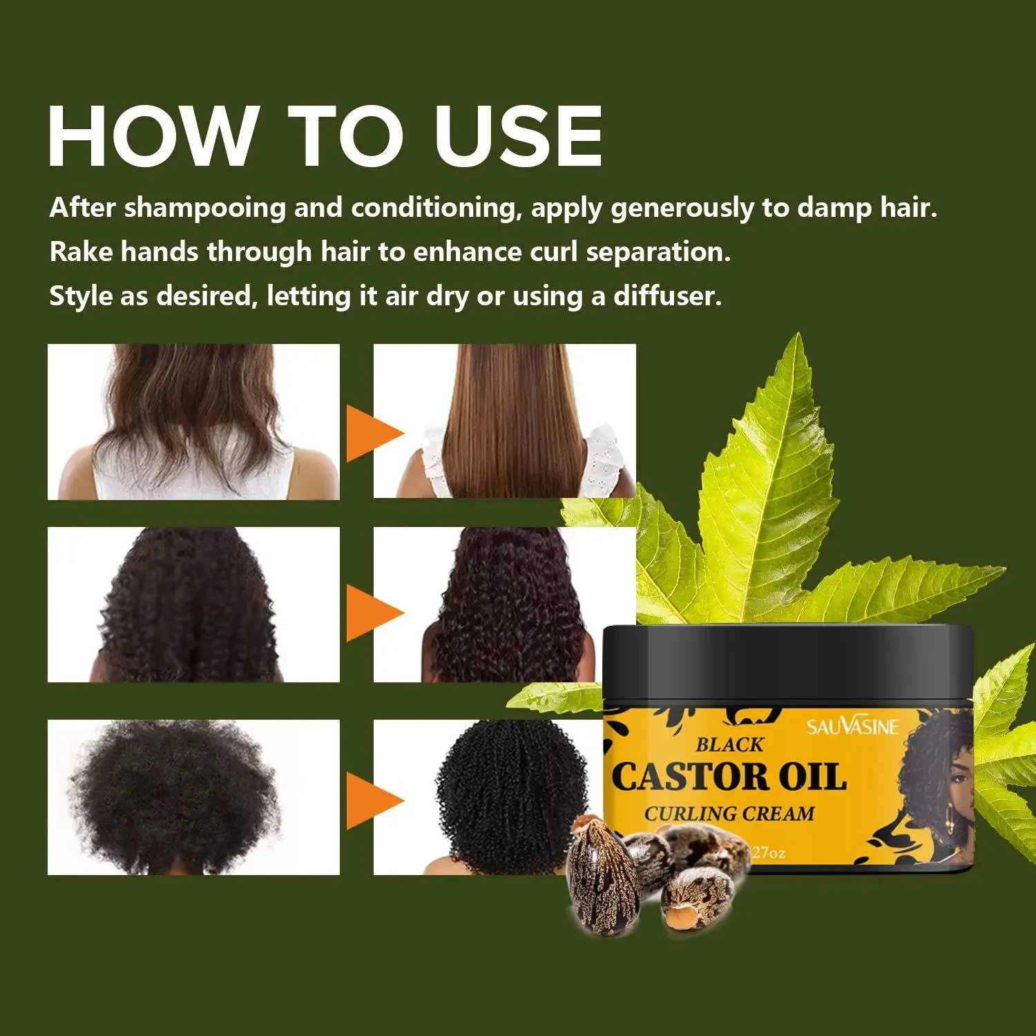 Black Castor Oil Curly Hair Cream Care