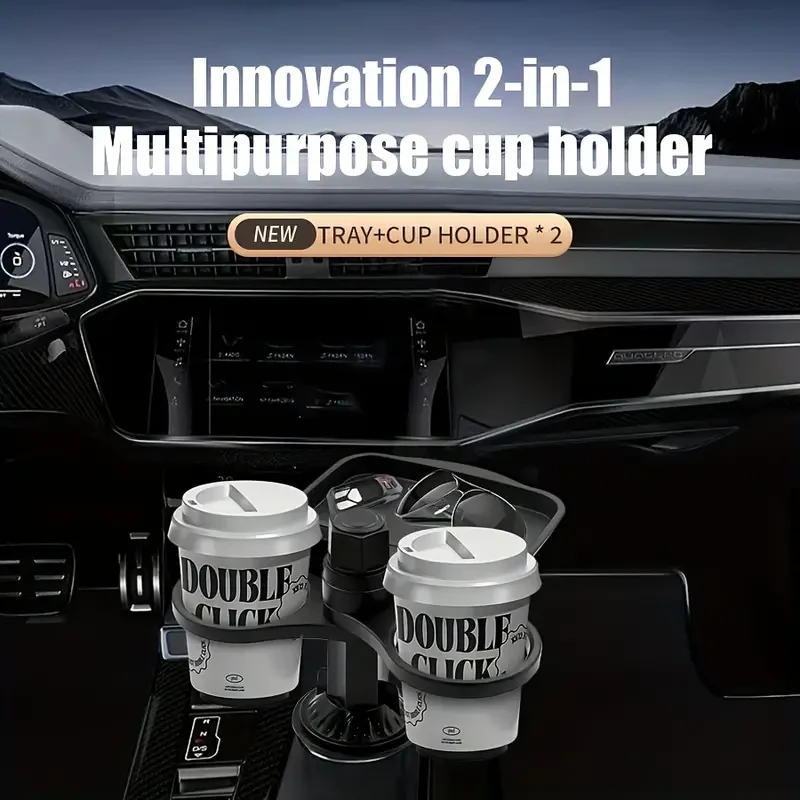 360 Rotatable Car Cup Holder Expandable Snack Tray