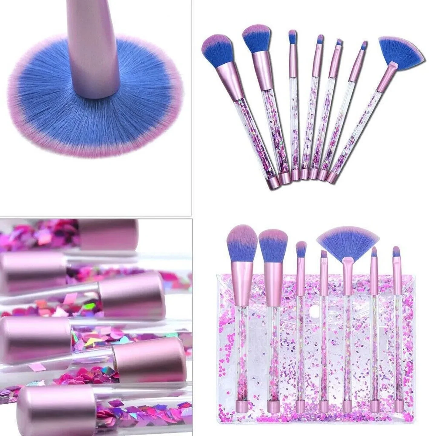7 Pcs Quicksand Makeup Brushes With Bag