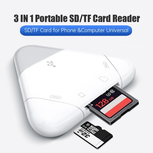 3 In 1 Multi Function Magnetic USB 3.0 USB 2.0 High Speed OTG Adapter For SD TF Card Reader