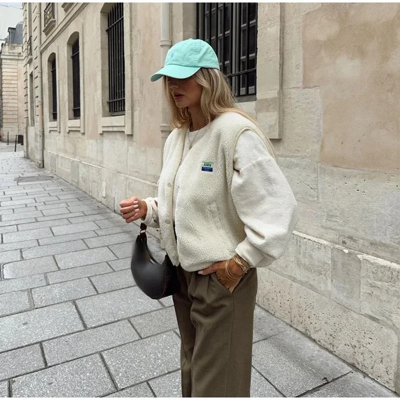 Fashion Single-breasted Vest Jacket Fall Winter Loose Outwear