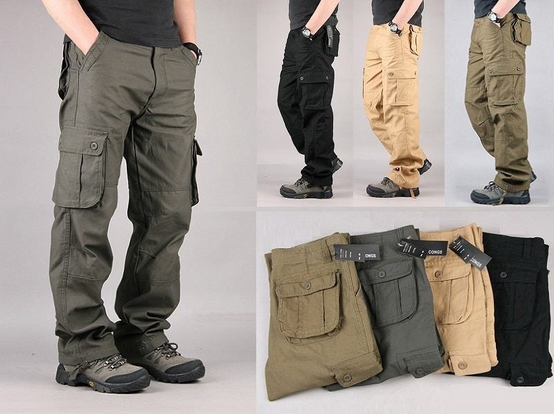 Cargo Pants Outdoor Solid Color Trousers Hiking Work Pants 5 Colours Size 28-44