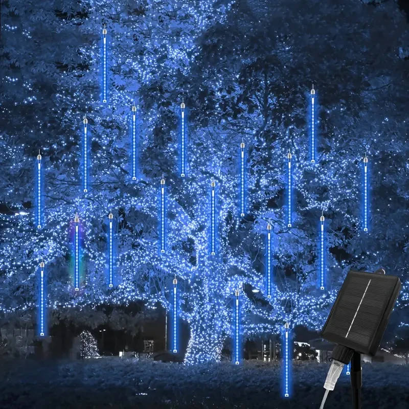 8 Strands 192 LED Solar Shooting Star Lights  Waterproof & Festive