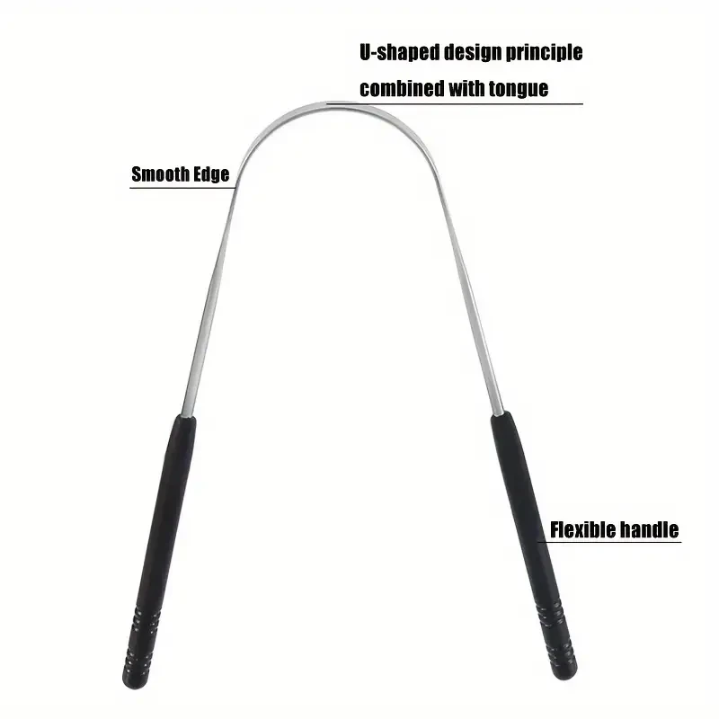 Reusable Stainless Steel Tongue Scraper - Comfort Grip Oral Care Tool