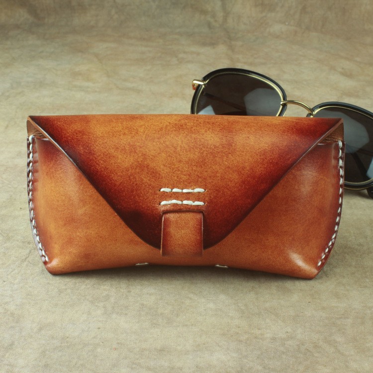 Craftsmanship Handmade Retro Sunglasses Case First Layer Cowhide Glasses Belt Bag