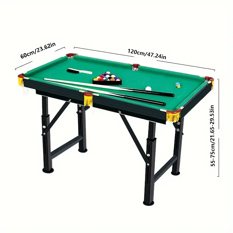 Adjustable Height Mini Pool Table Set  Folding Billiards Table with Iron Frame