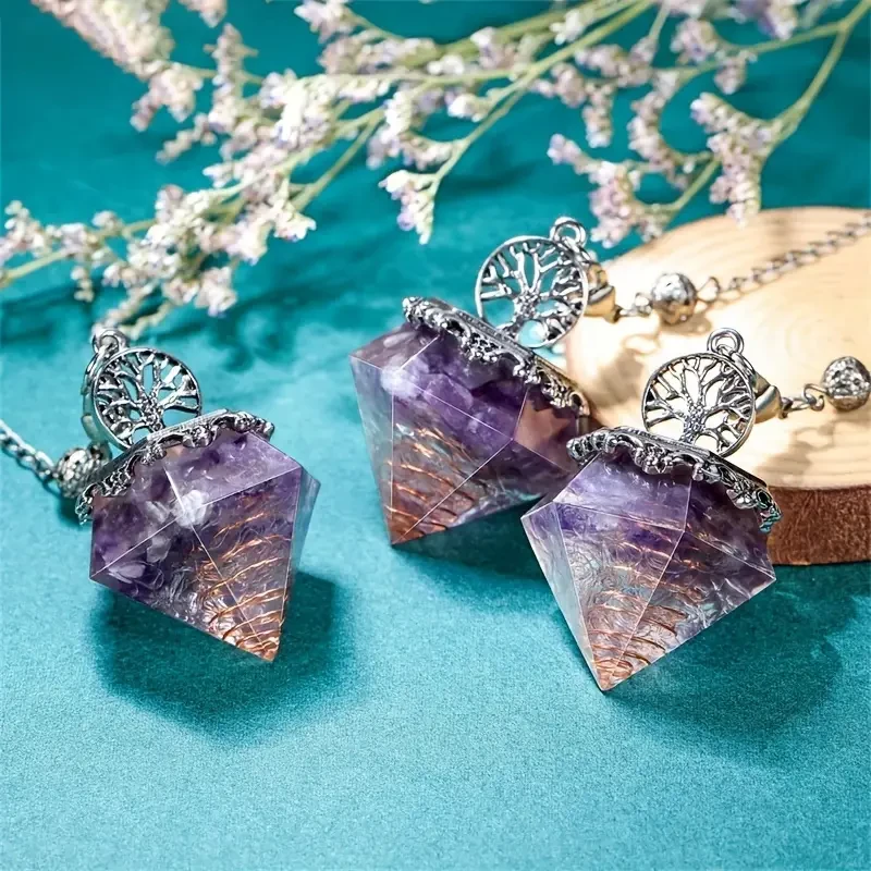 Amethyst Pendulum Pendant with Gravel Crown