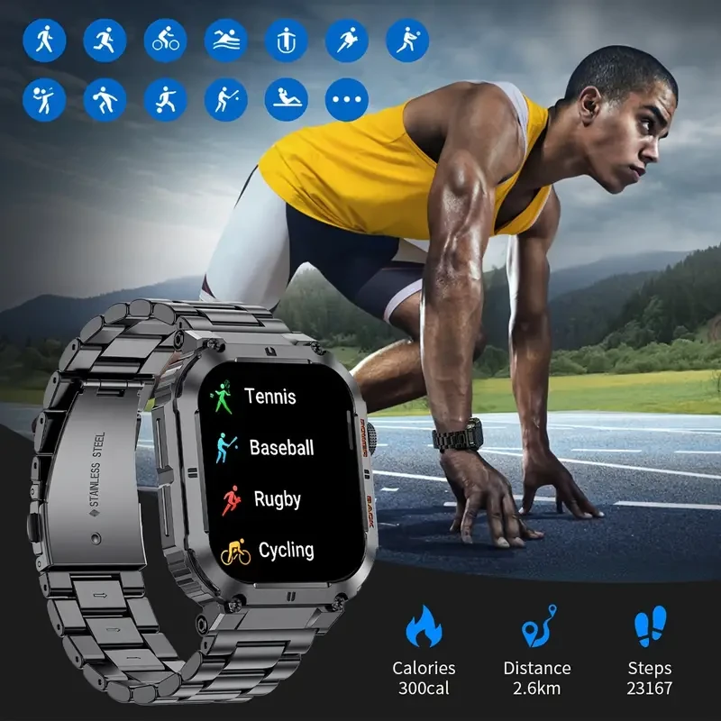 Men's Smart Bracelet - Wireless Call and Music Smartwatch with Multi-Sport Mode