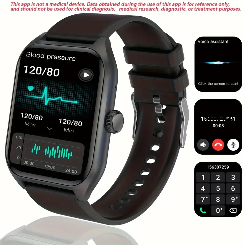 1.96" Smart Watch with Body Temp and Sleep Monitor - Wireless Call, Fitness Tracker with 100+ Sports Modes
