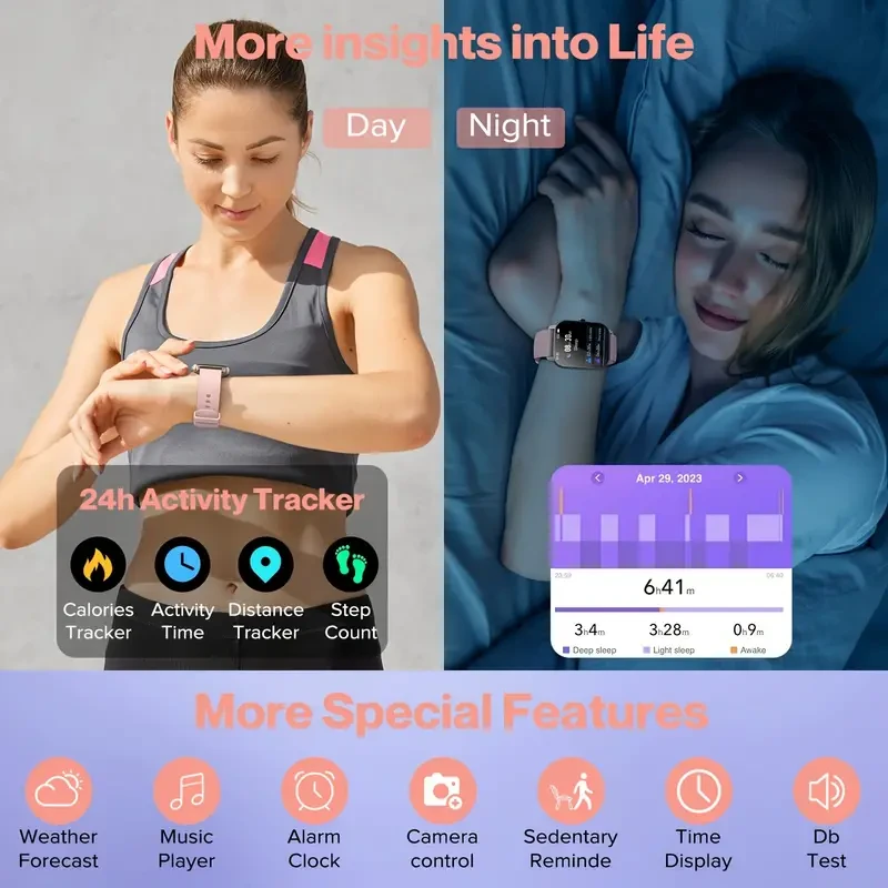 1.96" Smart Watch with Body Temp and Sleep Monitor - Wireless Call, Fitness Tracker with 100+ Sports Modes