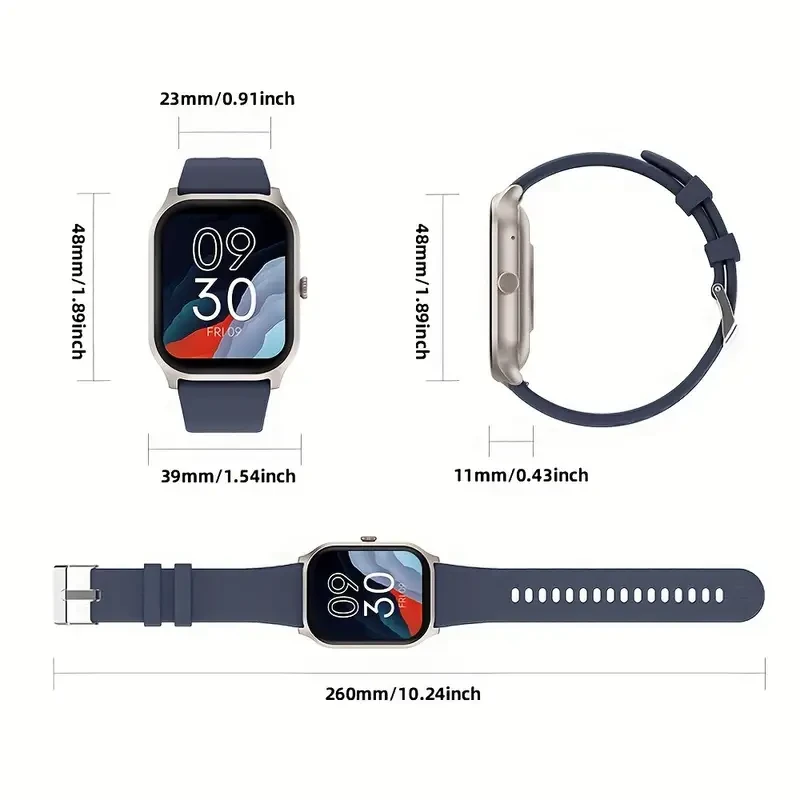 Smart Watch with 2.01 Inch Square Screen - Answer & Make Calls, Message Push, 100+ Sports Modes, Fitness Tracker, Pedometer, Music Control, Outdoor Smartwatch for Android and iOS