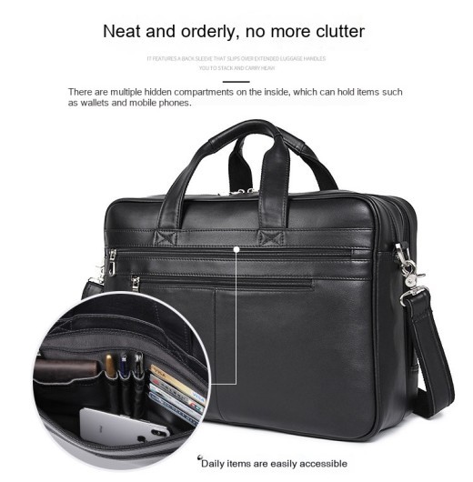 Leather Handbag Briefcase Napa Leather Comfortable Texture Men's Real-Leather Bag