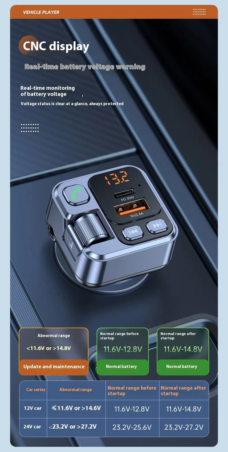 MP3 Player Bluetooth-compatible Receiver Fast Charging Car Charger