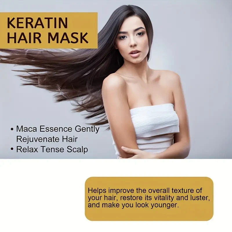 4-Pack Unisex-Adult Keratin Hair Mask with Collagen and Coconut Oil - Deep Conditioning Cream for Long Hair, Moisturizes, Repairs Split Ends/Dry/Damaged Hair for All Types