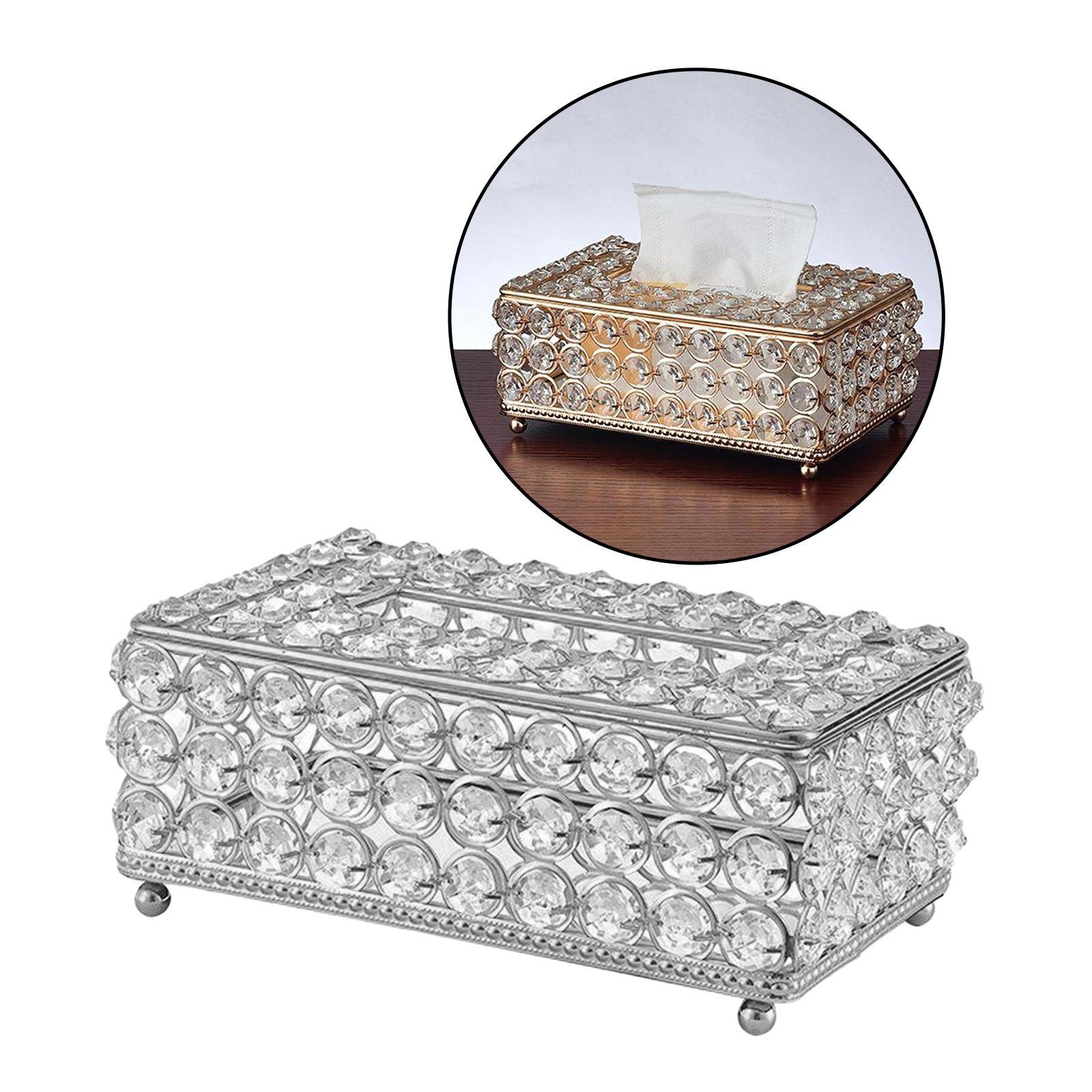 Tissue Box Silver Crystal House Decorative