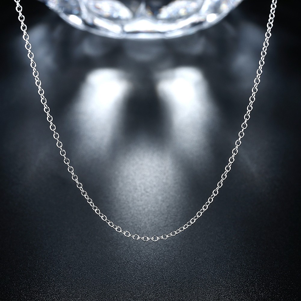 925 Sterling Silver Charms 1MM Circle Chain Necklace