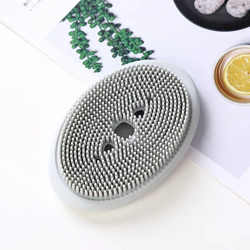Double-Sided Silicone Soap Holder & Cleaning Brush