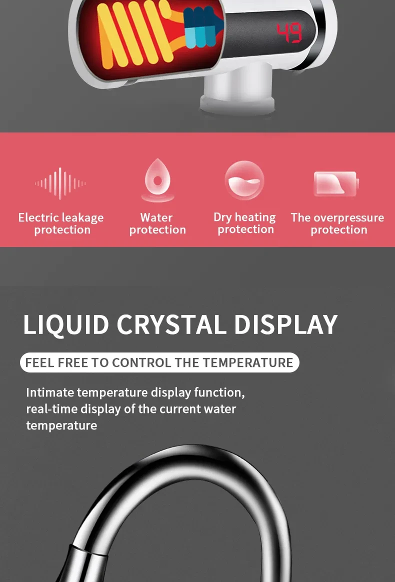 Kitchen Electric Water Tap Water Temperature Display
