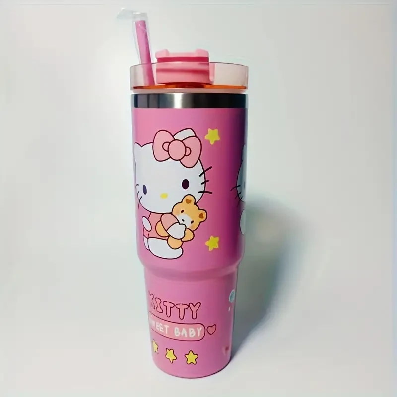 Hello Kitty & Friends 30.43oz Insulated Stainless Steel Water Bottle - Shatterproof with Lid and Straw