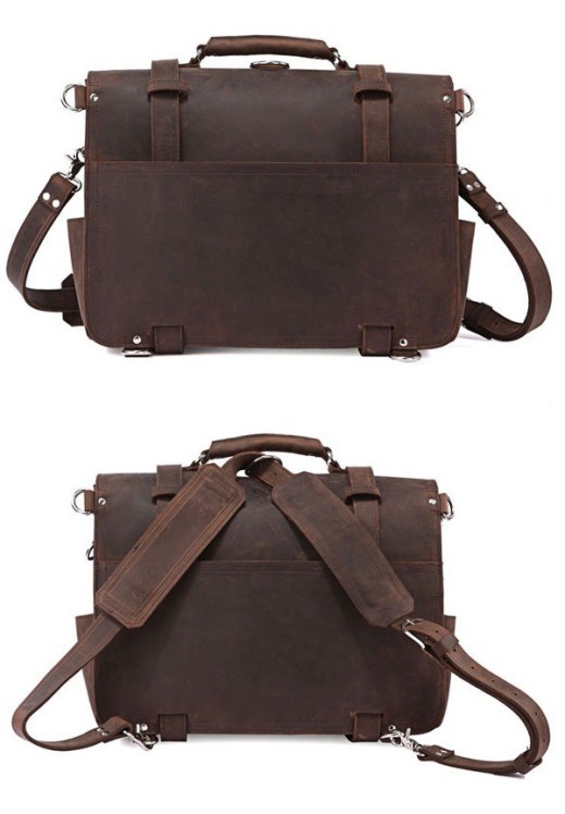 Retro Crazy Horse Leather Men's Traveling Bag