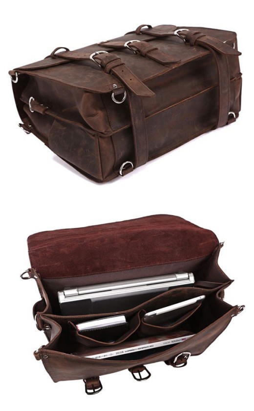 Retro Crazy Horse Leather Men's Traveling Bag