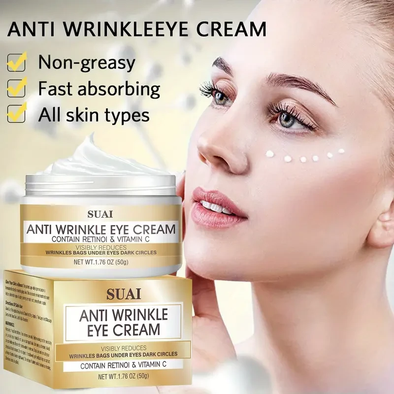 Anti Wrinkle Eye Cream - Retinol & Vitamin C - Fades Fine Lines & Dark Circles, Tightens Eye Contours, Eliminates & Bags