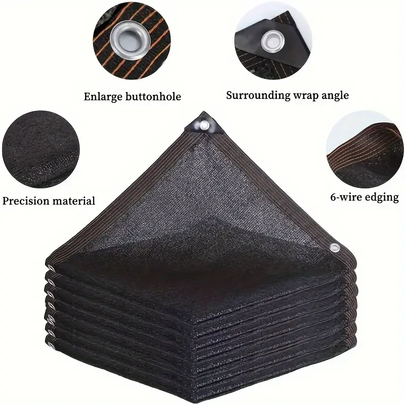 Extra-Large Black Sun Shade Fabric with Grommets - HDPE Mesh for Greenhouses, Patios, Plants & Gazebos