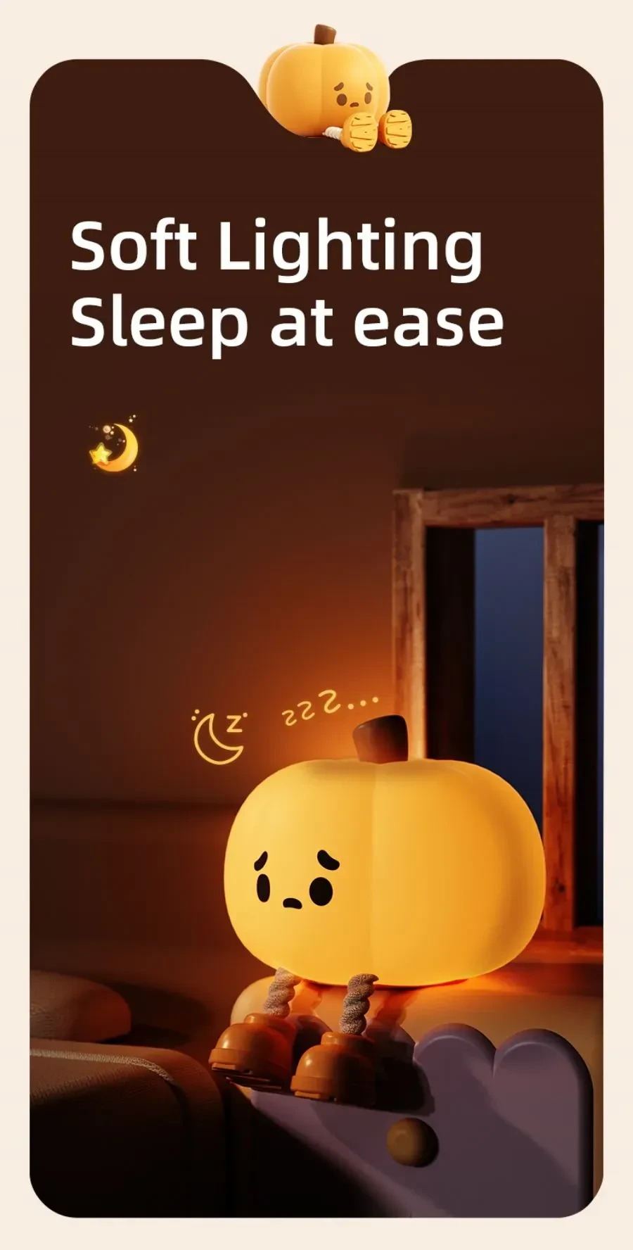 Home Decor Halloween Pumpkin Night Light Touch Dimmable Lamp