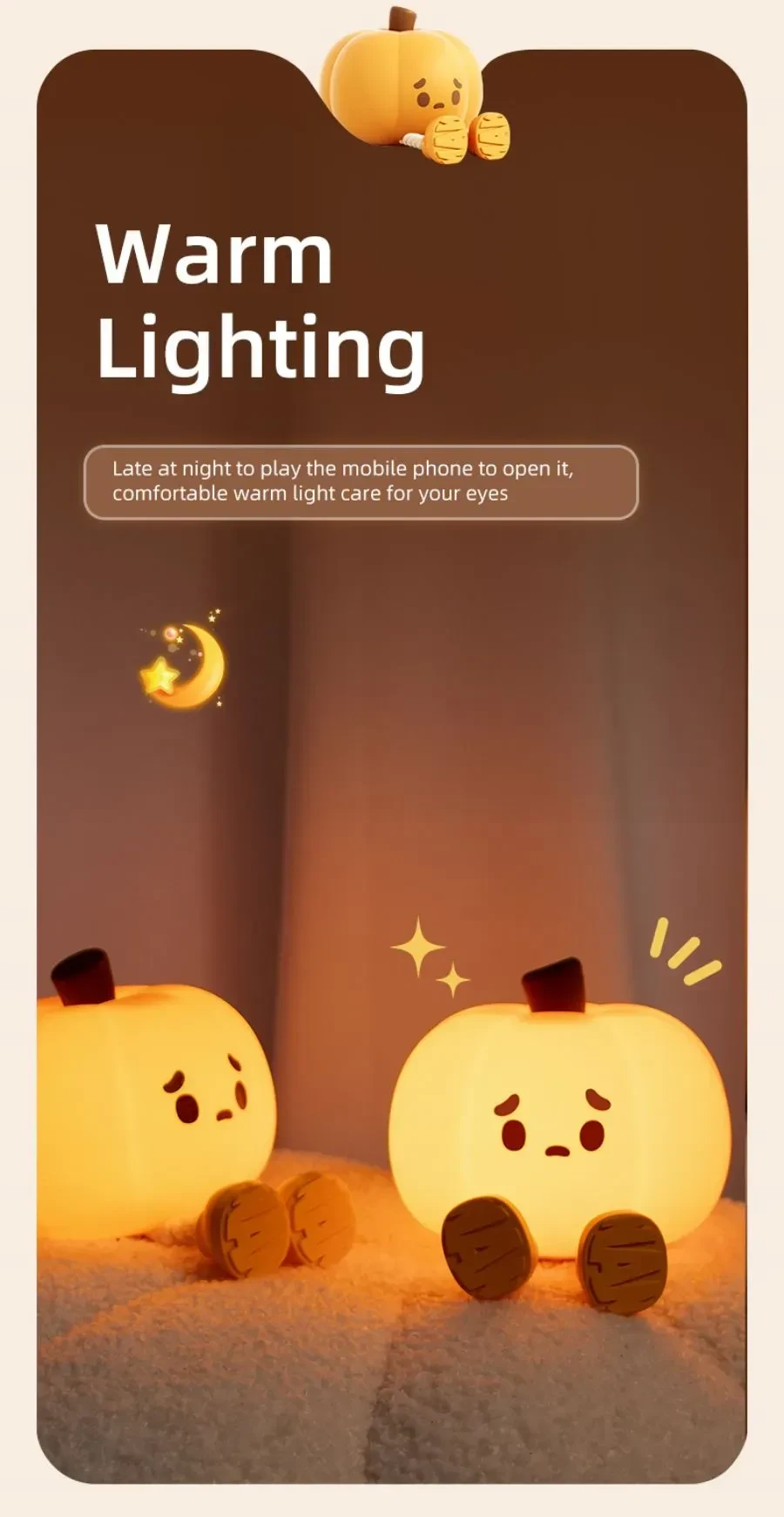 Home Decor Halloween Pumpkin Night Light Touch Dimmable Lamp