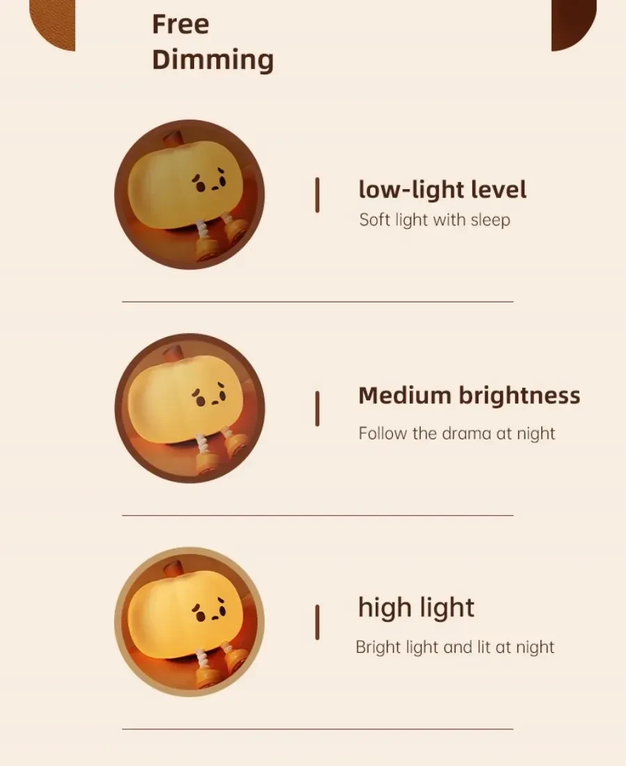 Home Decor Halloween Pumpkin Night Light Touch Dimmable Lamp