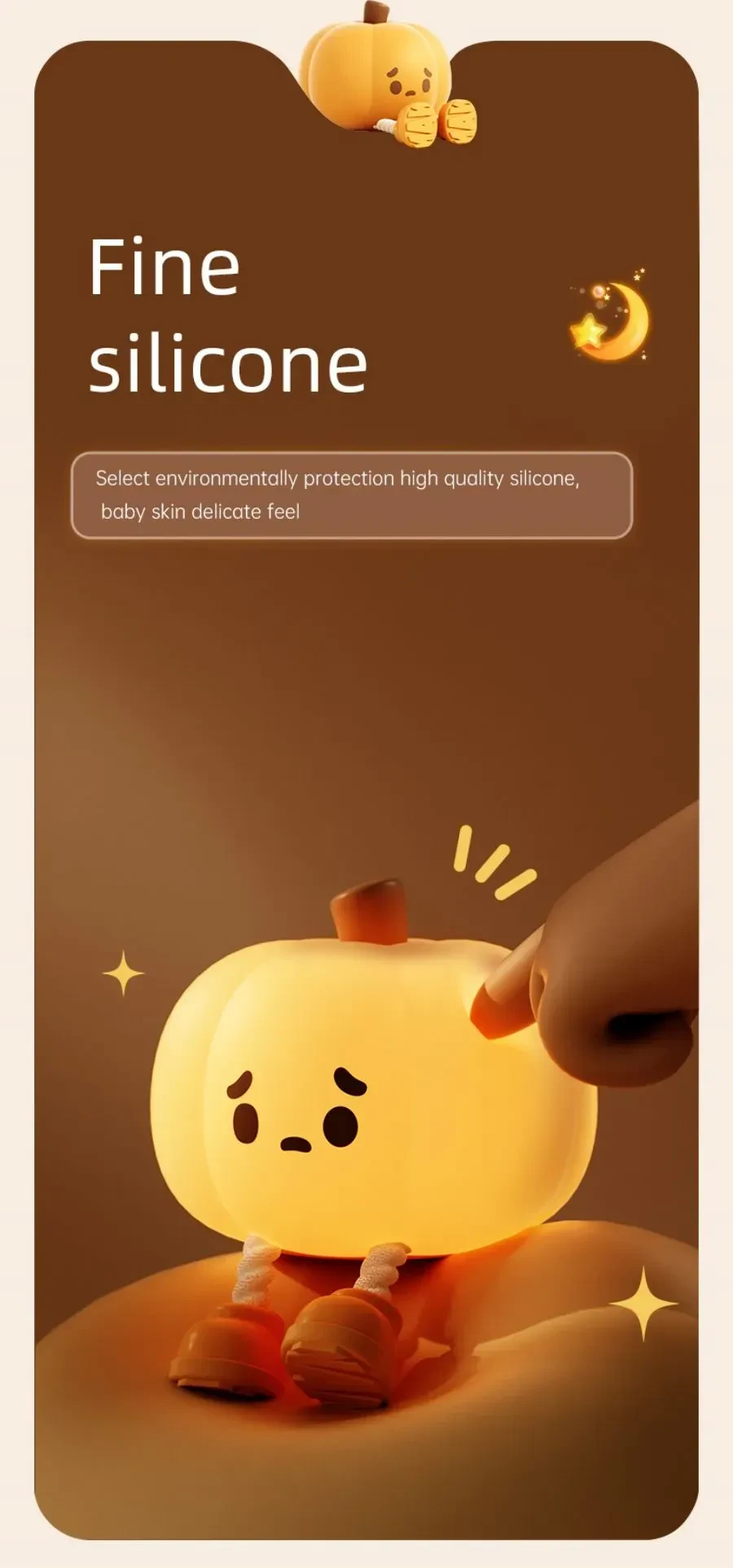 Home Decor Halloween Pumpkin Night Light Touch Dimmable Lamp