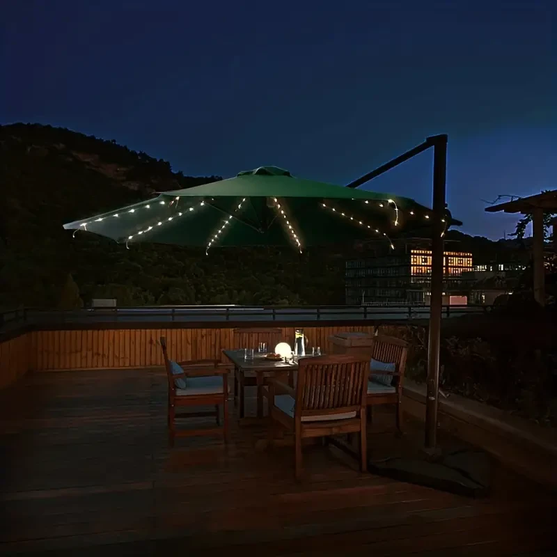 Patio Sunshade Umbrella Light - 8 Mode Solar Waterproof Light, Battery Box Powered
