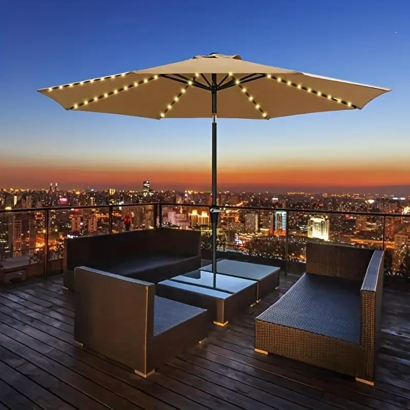Patio Sunshade Umbrella Light - 8 Mode Solar Waterproof Light, Battery Box Powered