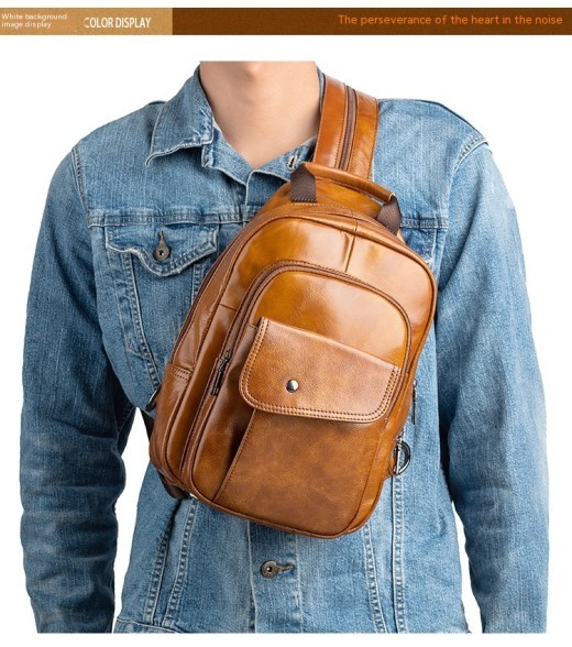 Travel Multifunctional Men's First Layer Cowhide Bag