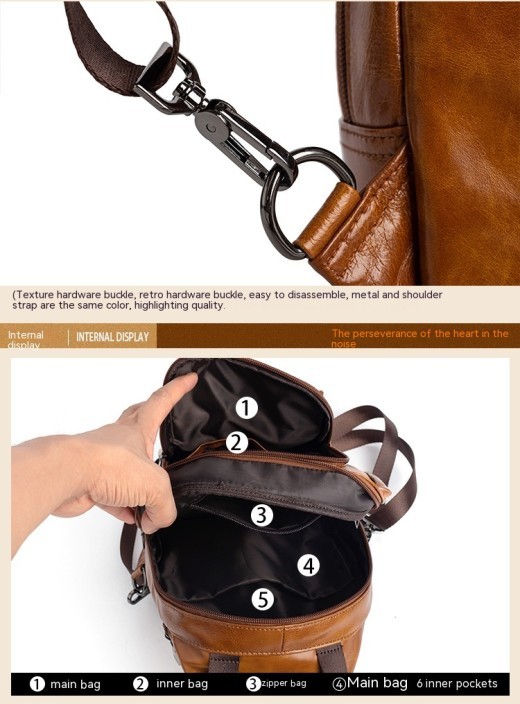 Travel Multifunctional Men's First Layer Cowhide Bag