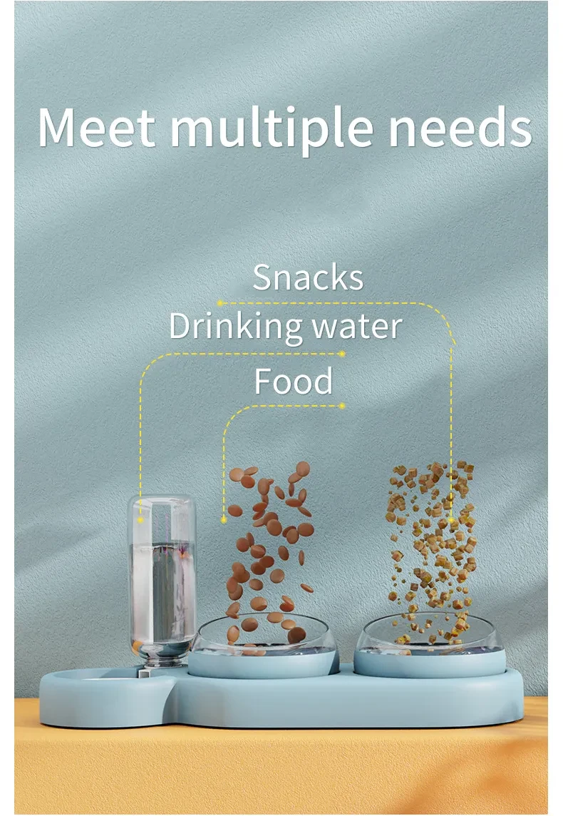 Pet Food Bowl With Water Fountain